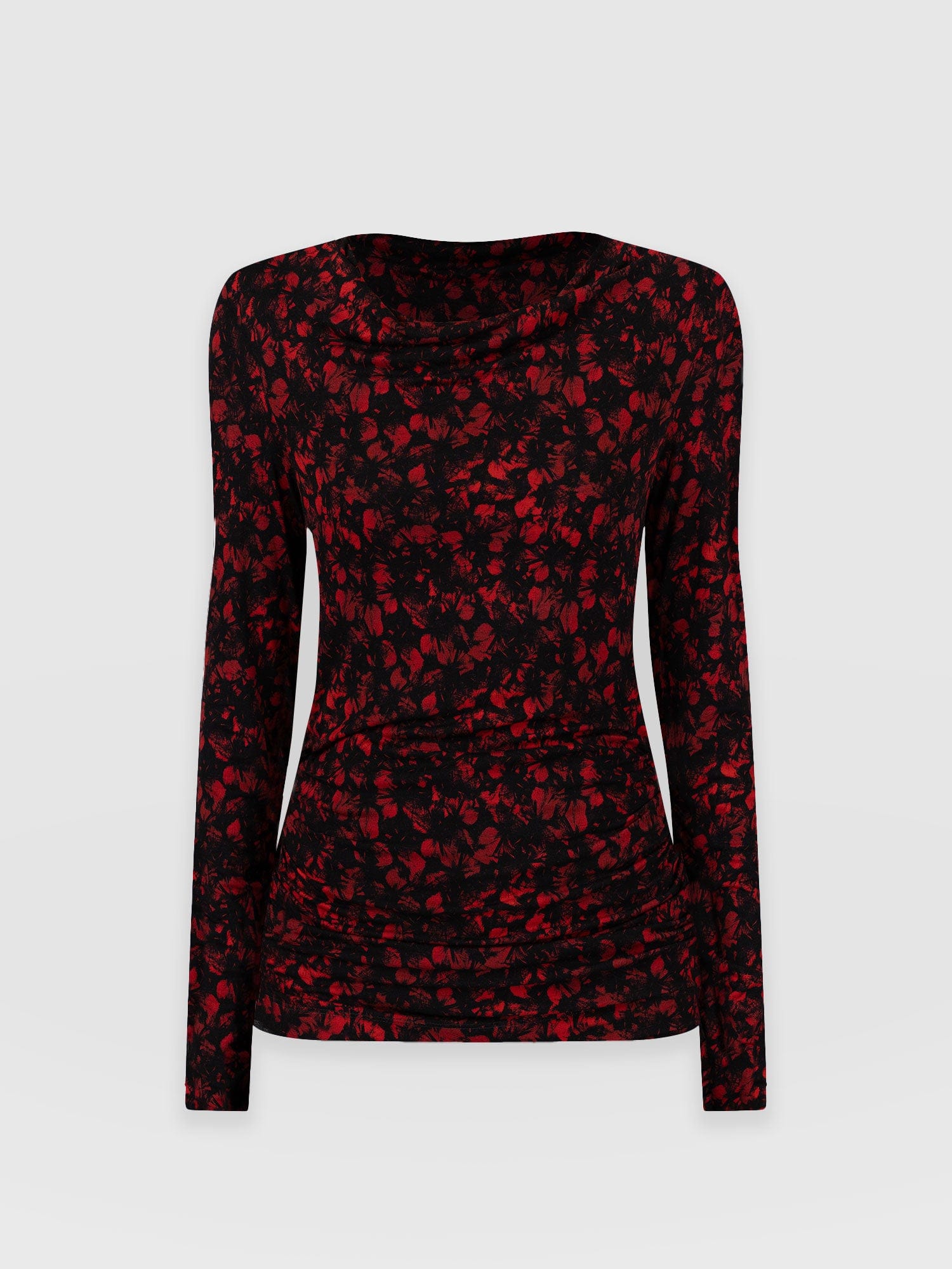 Matilda Ruched Tee - Red Amaryllis
